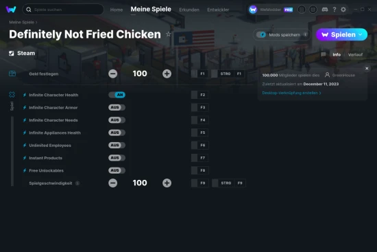 Definitely Not Fried Chicken Cheats Screenshot