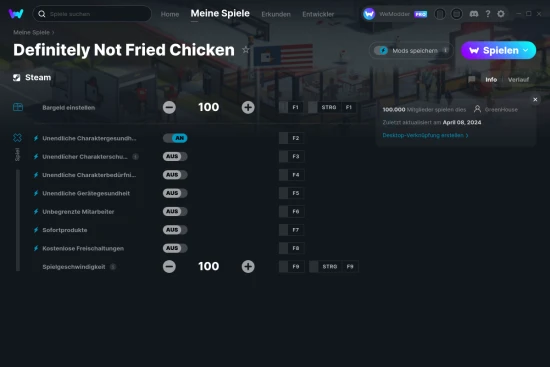 Definitely Not Fried Chicken Cheats Screenshot