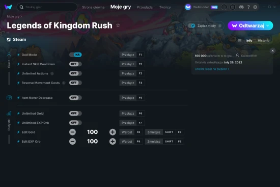 cheaty Legends of Kingdom Rush zrzut ekranu
