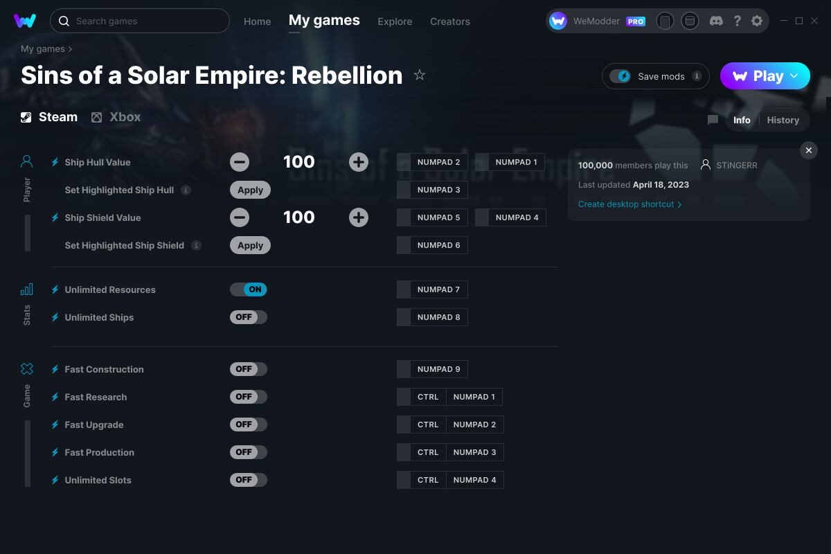 sins of a solar empire rebellion trainer