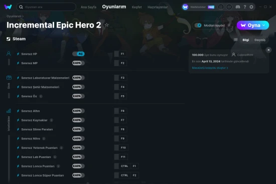 Incremental Epic Hero 2 hilelerin ekran görüntüsü