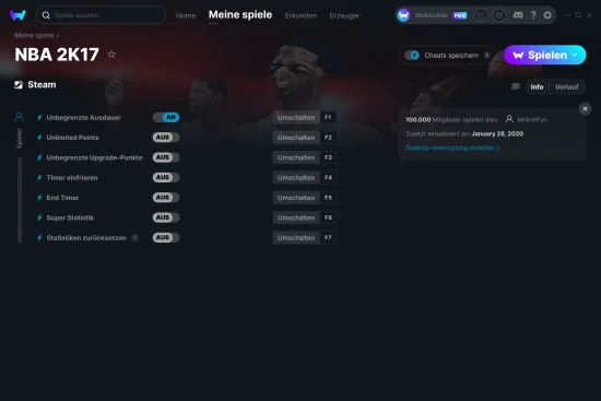 NBA 2K17 Cheats Screenshot