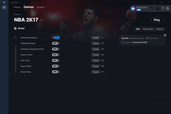 NBA 2K17 cheats screenshot