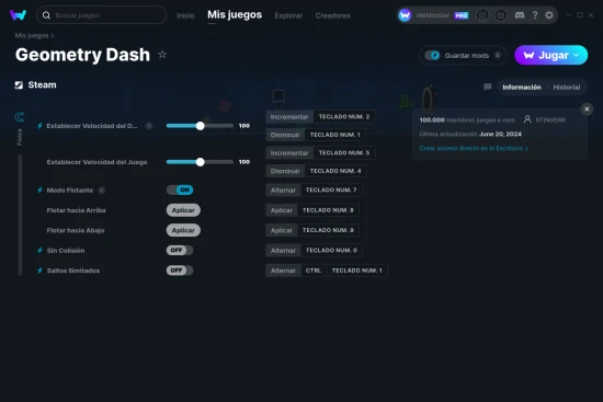 captura de pantalla de las trampas de Geometry Dash