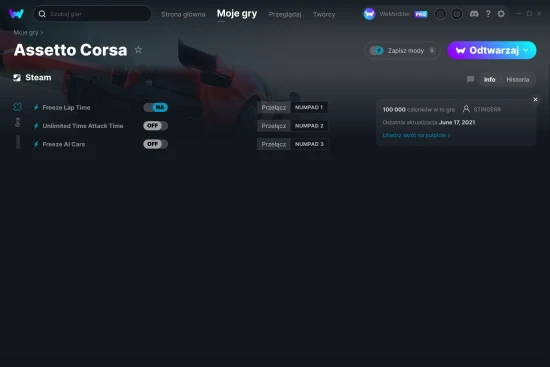 cheaty Assetto Corsa zrzut ekranu