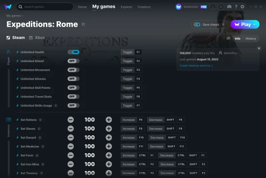 Expeditions: Rome cheats screenshot