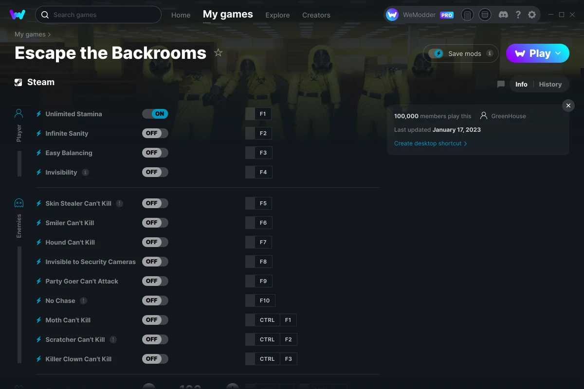 Escape the Backrooms Cheats & Trainers for PC