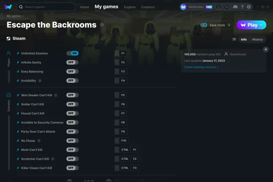 Escape the Backrooms cheats screenshot