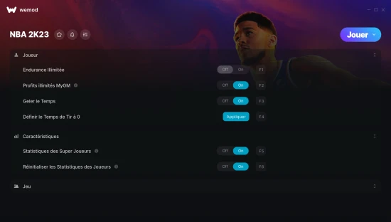 Capture d’écran des cheats pour NBA 2K23