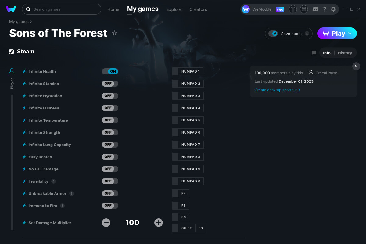 Sons of the forest cheats and trainer for steam trainers wemod