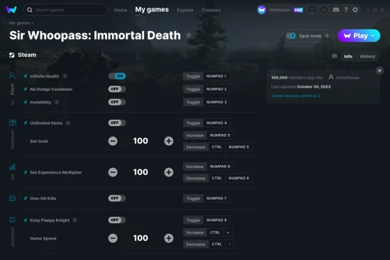 Sir Whoopass: Immortal Death cheats screenshot