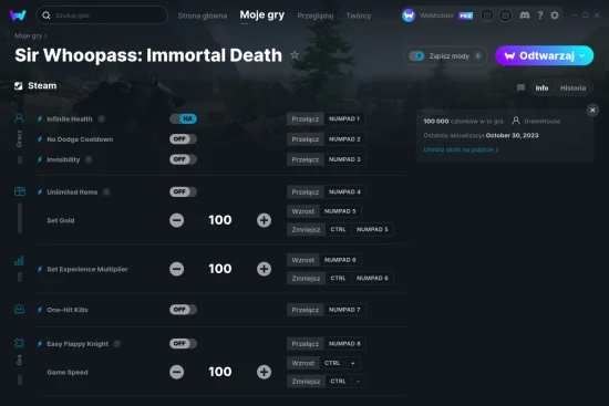 cheaty Sir Whoopass: Immortal Death zrzut ekranu