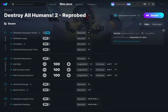 Capture d'écran de triches de Destroy All Humans! 2 - Reprobed