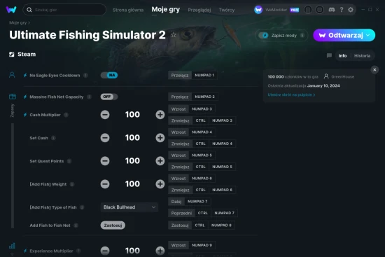 cheaty Ultimate Fishing Simulator 2 zrzut ekranu