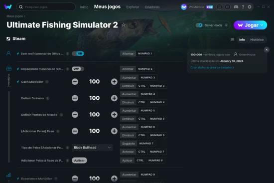 Captura de tela de cheats do Ultimate Fishing Simulator 2