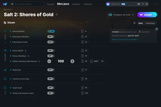 Capture d'écran de triches de Salt 2: Shores of Gold