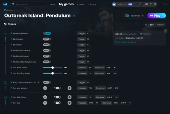Outbreak Island: Pendulum cheats screenshot
