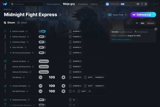 cheaty Midnight Fight Express zrzut ekranu