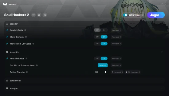 Captura de tela de cheats do Soul Hackers 2