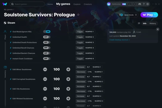 Soulstone Survivors: Prologue cheats screenshot