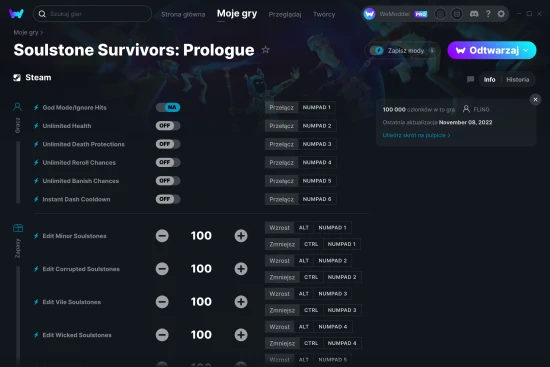 cheaty Soulstone Survivors: Prologue zrzut ekranu