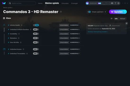 Commandos 3 - HD Remaster Cheats Screenshot