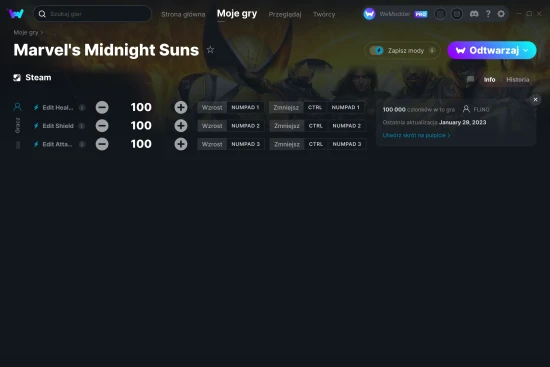 cheaty Marvel's Midnight Suns zrzut ekranu