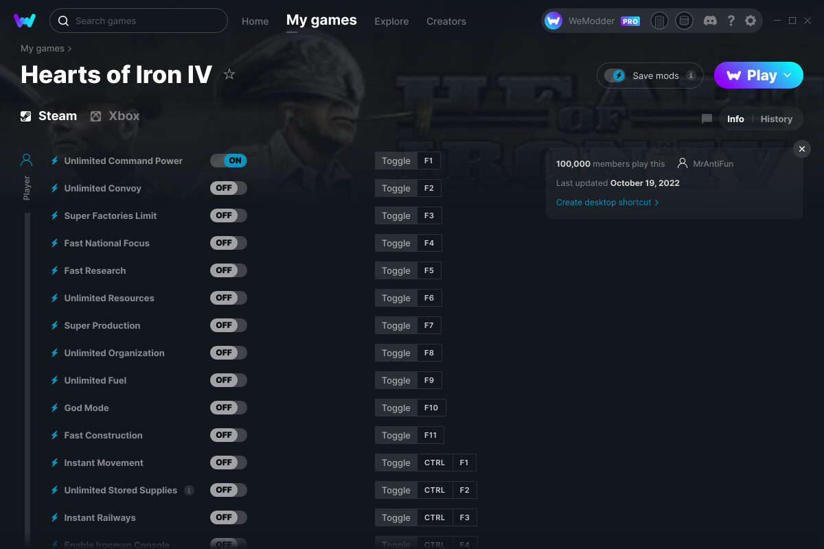 Hearts of Iron IV Cheats and Trainer for Xbox Trainers WeMod Community
