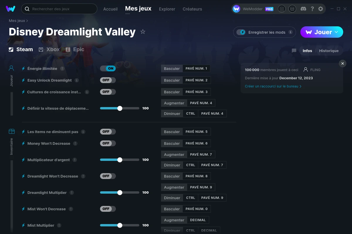 Capture d'écran de triches de Disney Dreamlight Valley