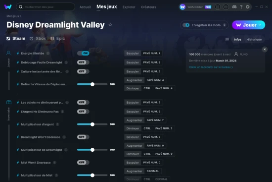 Capture d'écran de triches de Disney Dreamlight Valley