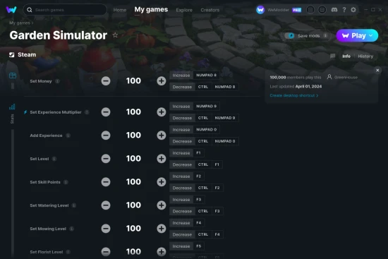 Garden Simulator cheats screenshot