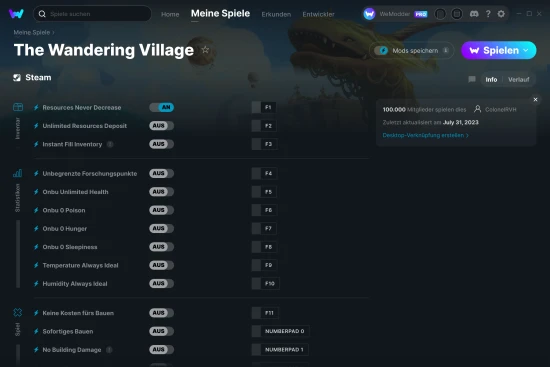 The Wandering Village Cheats Screenshot
