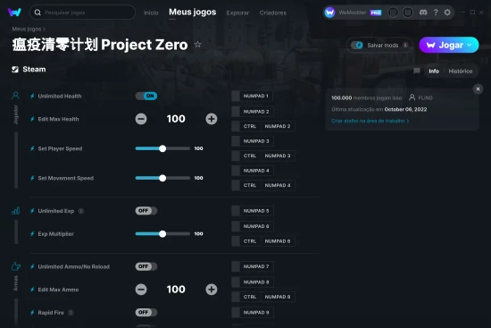 Captura de tela de cheats do 瘟疫清零计划 Project Zero