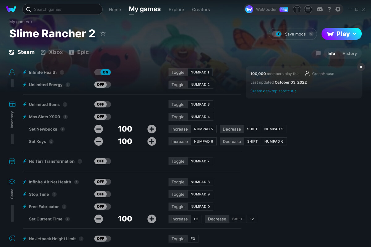 Slime Rancher 2 Cheats and Trainer for Epic Games Trainers WeMod Community