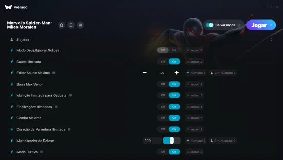 Captura de tela de cheats do Marvel's Spider-Man: Miles Morales