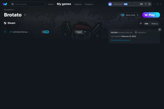 Brotato cheats screenshot