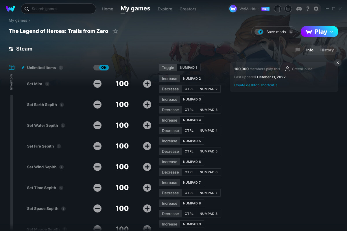 The Legend of Heroes Trails from Zero Cheats and Trainer for Steam