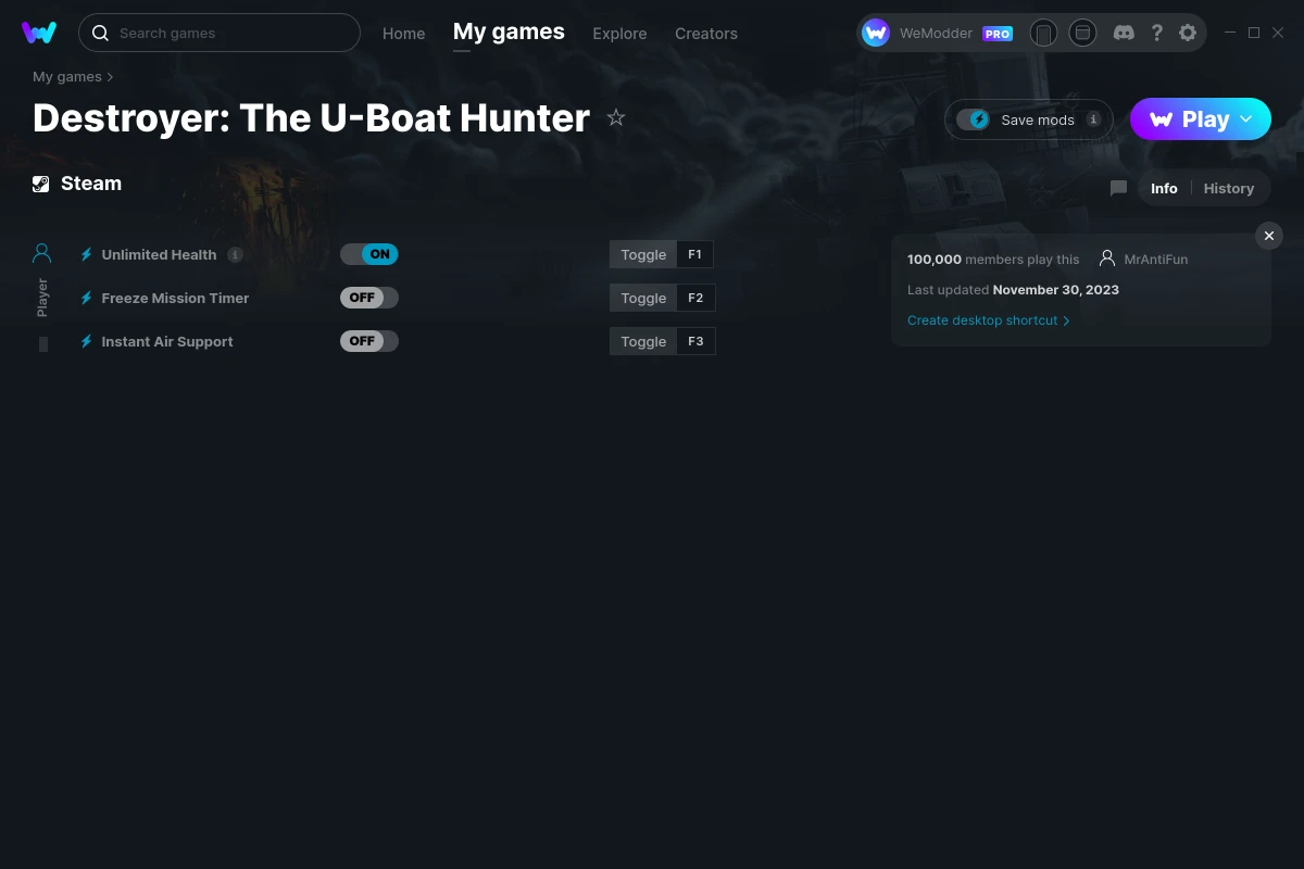 Destroyer: The U-Boat Hunter cheats screenshot