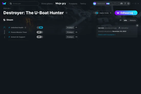 cheaty Destroyer: The U-Boat Hunter zrzut ekranu