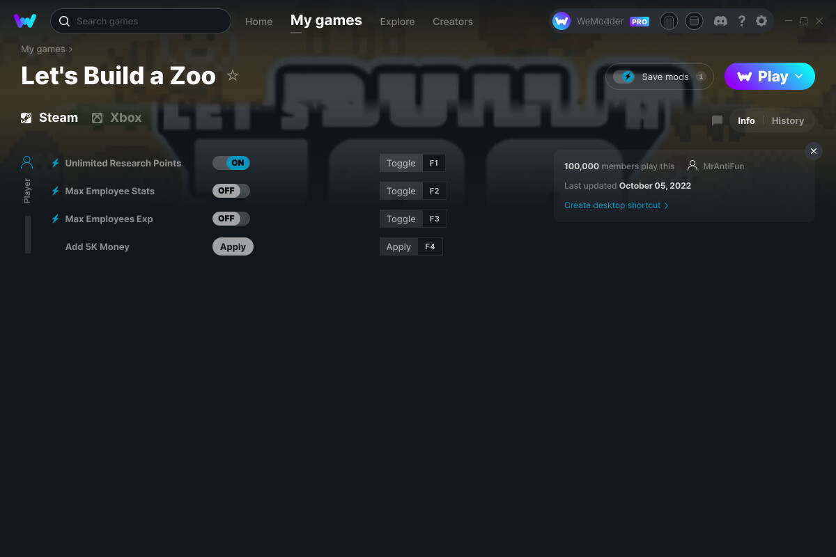 Let's Build a Zoo Cheats and Trainer for Xbox Trainers WeMod Community
