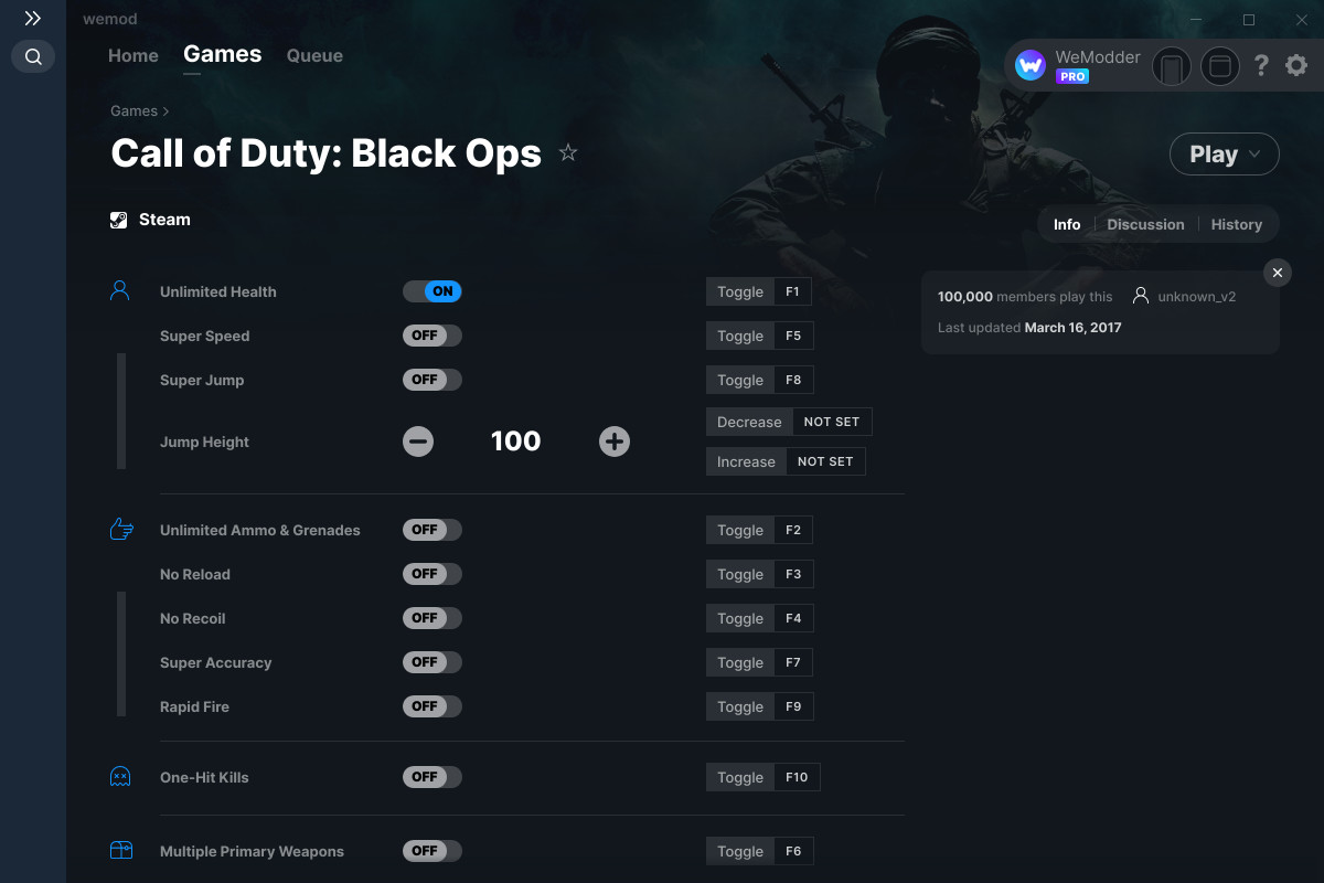 Call of Duty Black Ops Cheats and Trainer for Steam Trainers WeMod