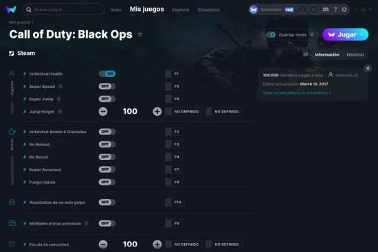 captura de pantalla de las trampas de Call of Duty: Black Ops