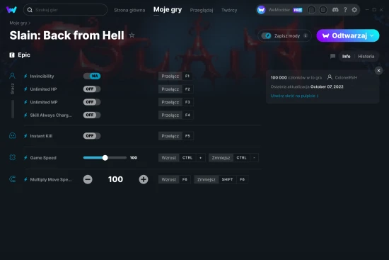 cheaty Slain: Back from Hell zrzut ekranu