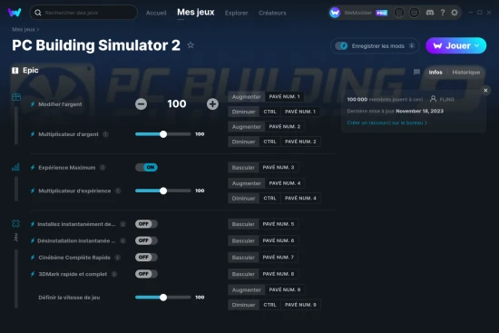 Capture d'écran de triches de PC Building Simulator 2