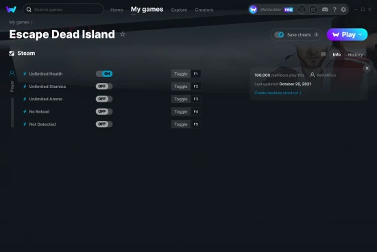 Escape Dead Island cheats screenshot