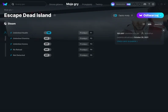 cheaty Escape Dead Island zrzut ekranu