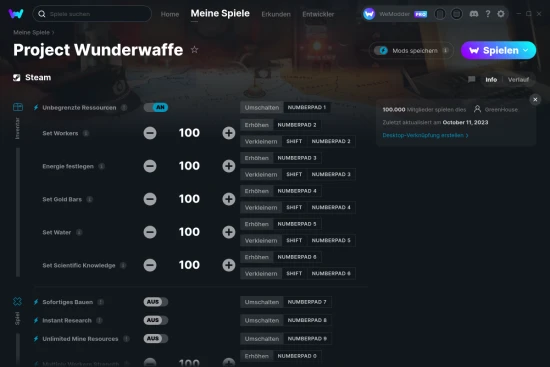 Project Wunderwaffe Cheats Screenshot