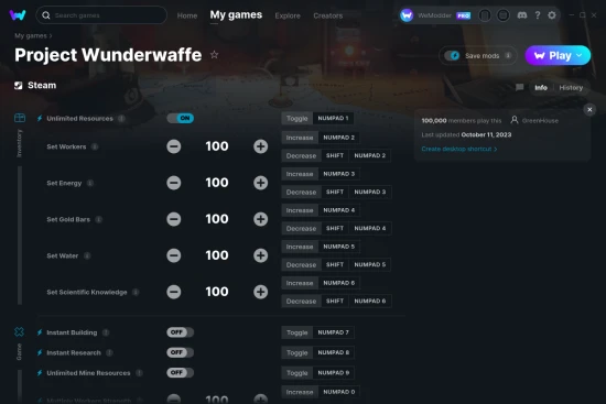 Project Wunderwaffe cheats screenshot