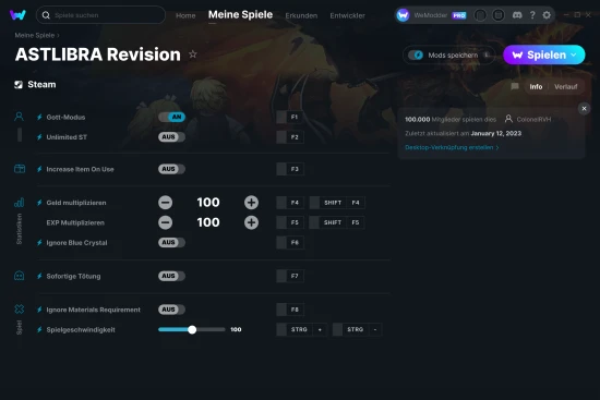 ASTLIBRA Revision Cheats Screenshot