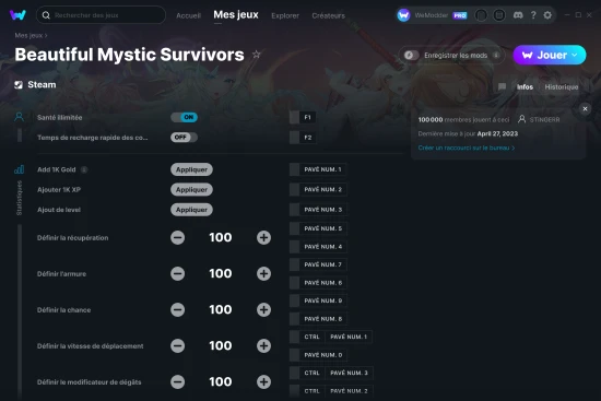 Capture d'écran de triches de Beautiful Mystic Survivors